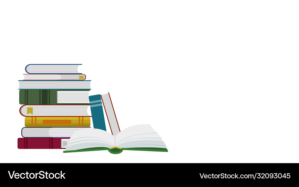 Stack books and open book Stack books and open book Vector Image