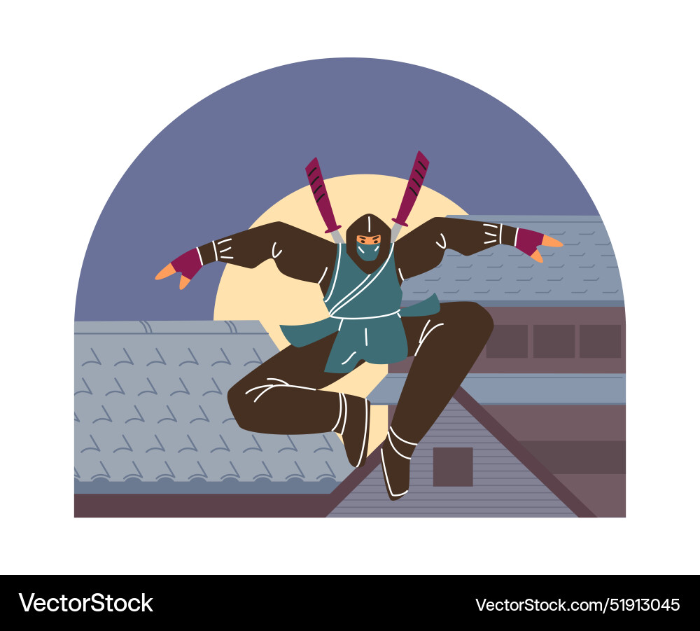 With a dynamic ninja character With a dynamic ninja character vector image