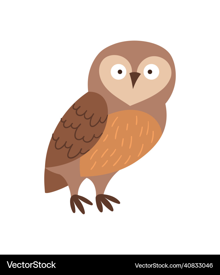 Brown adorable owl Brown adorable owl vector image