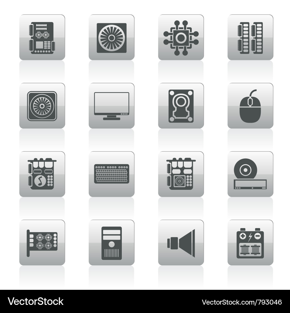 Computer performance and equipment icons Vector Image