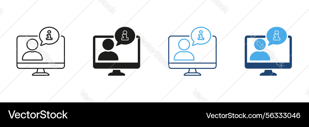 Computer user information icon set online support Computer user information icon set online support vector image