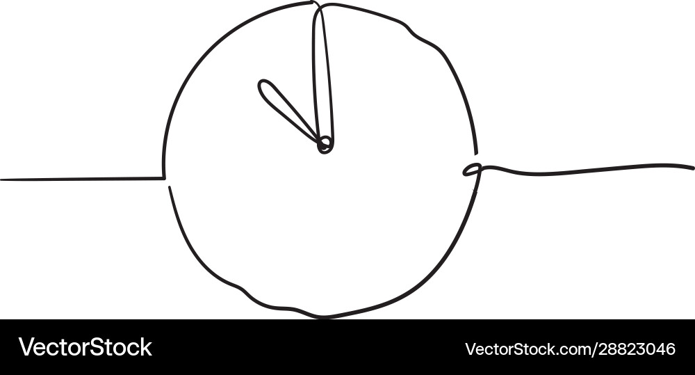 Continuous one line drawing clock icon Continuous one line drawing clock icon vector image