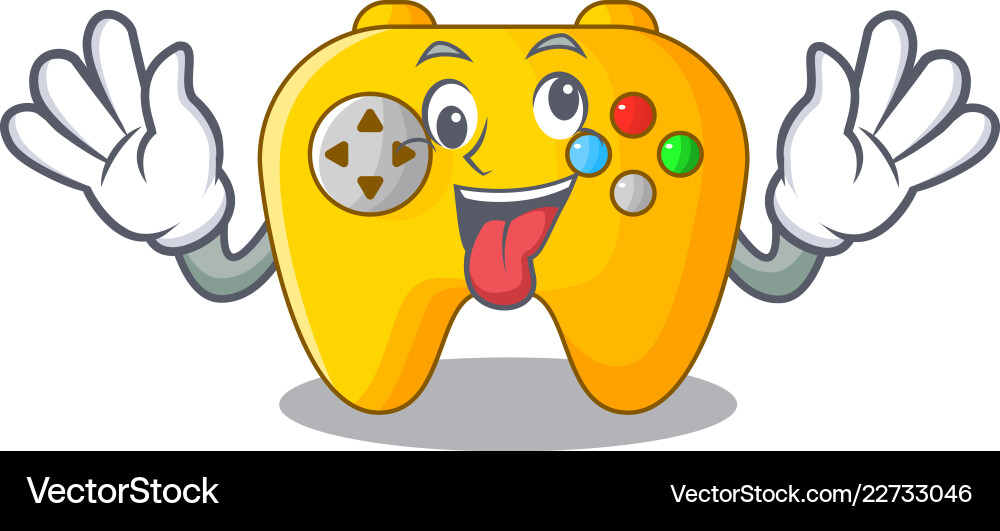 Crazy retro computer game control on mascot Vector Image
