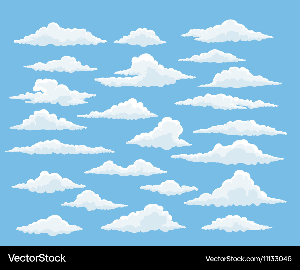 Cute Cloud Set - Blue Sky Royalty Free Vector Image