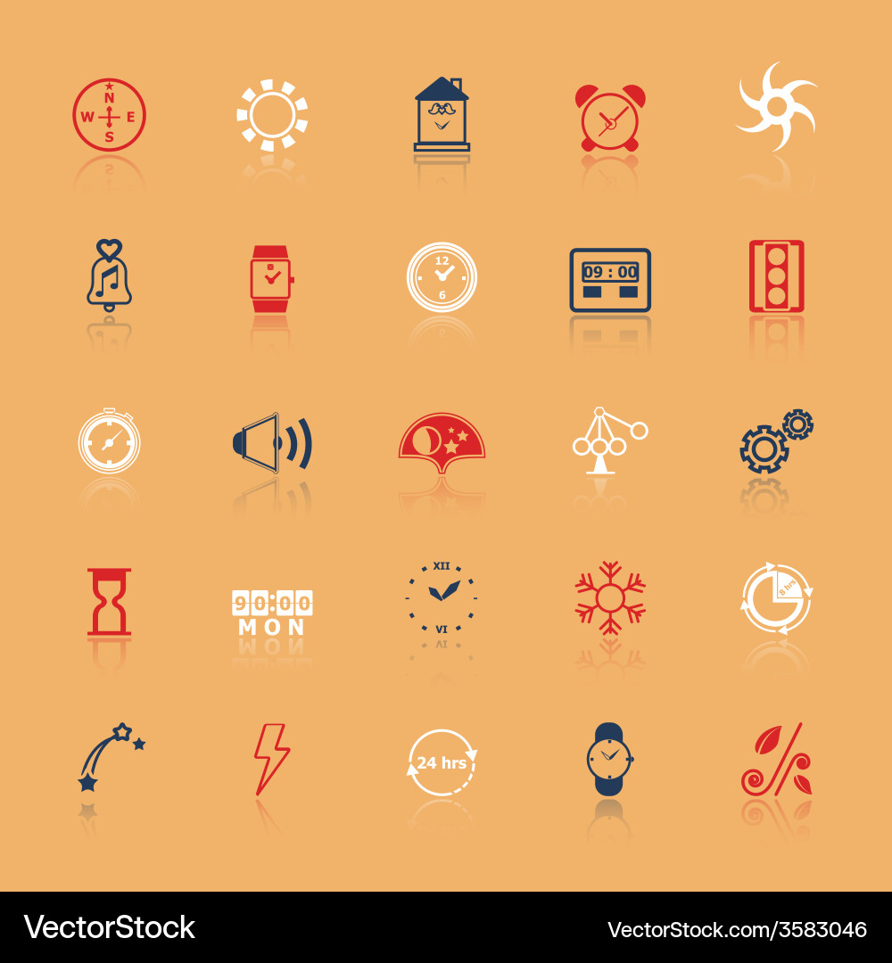 Design time and direction line icons flat color vector image