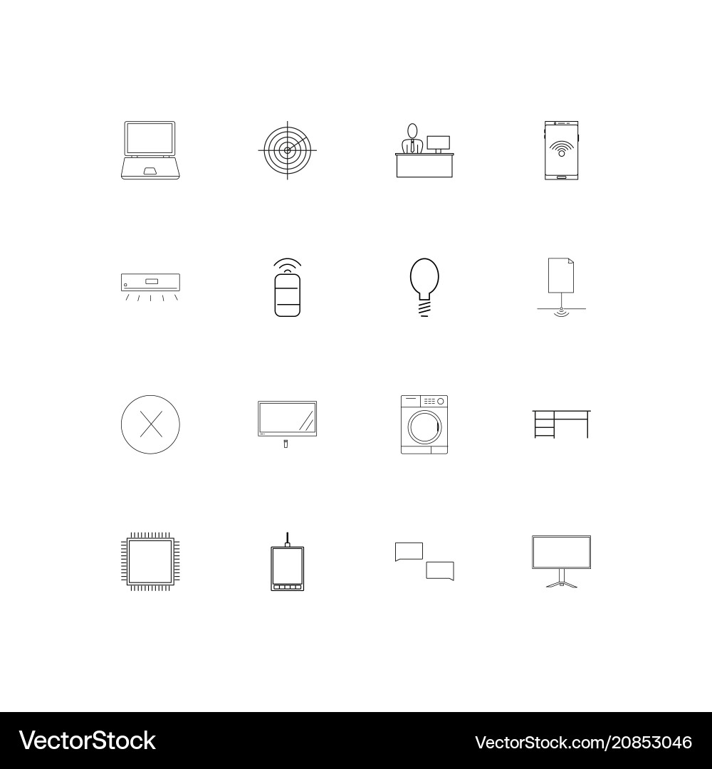 Devices linear thin icons set outlined simple Vector Image