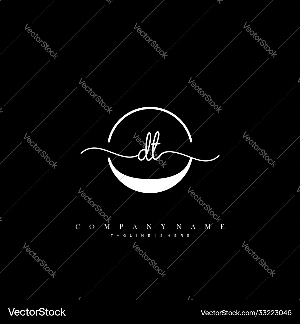 Dt initial handschriftlich minimalistisches geometrisches Logo Dt initial handschriftlich minimalistisches geometrisches Logo vektorbild