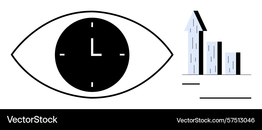 Eye with clock symbol and growing bar graph Eye with clock symbol and growing bar graph vector image