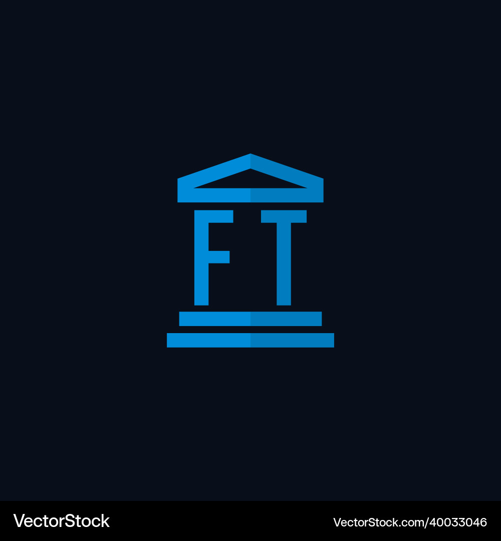 Ft initial logo monogram with simple courthouse Ft initial logo monogram with simple courthouse Vector Image