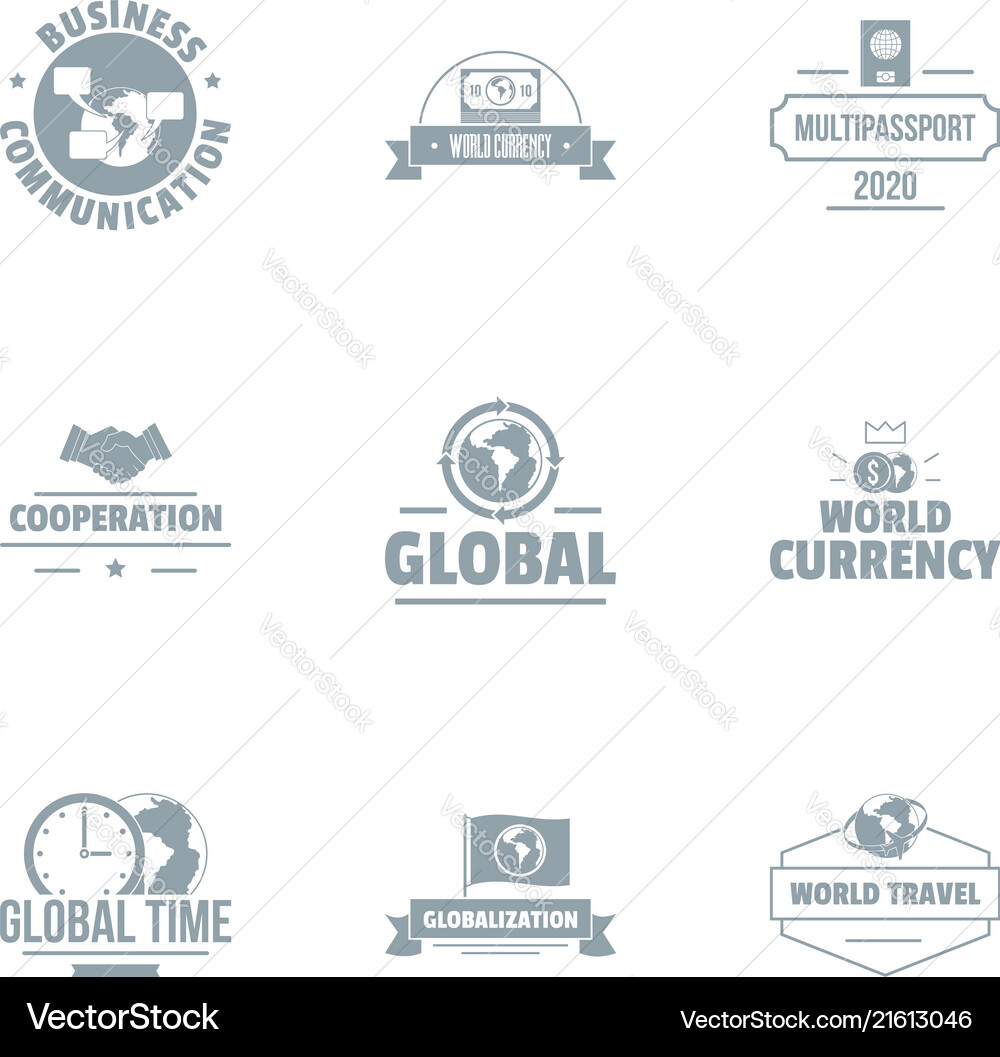 Global time logo set simple style Global time logo set simple style Vector Image
