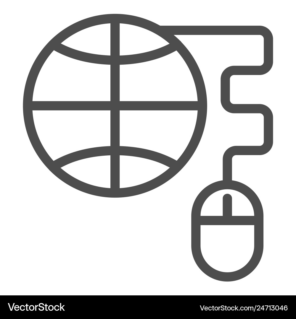 Globe with computer mouse line icon planet Globe with computer mouse line icon planet vector image