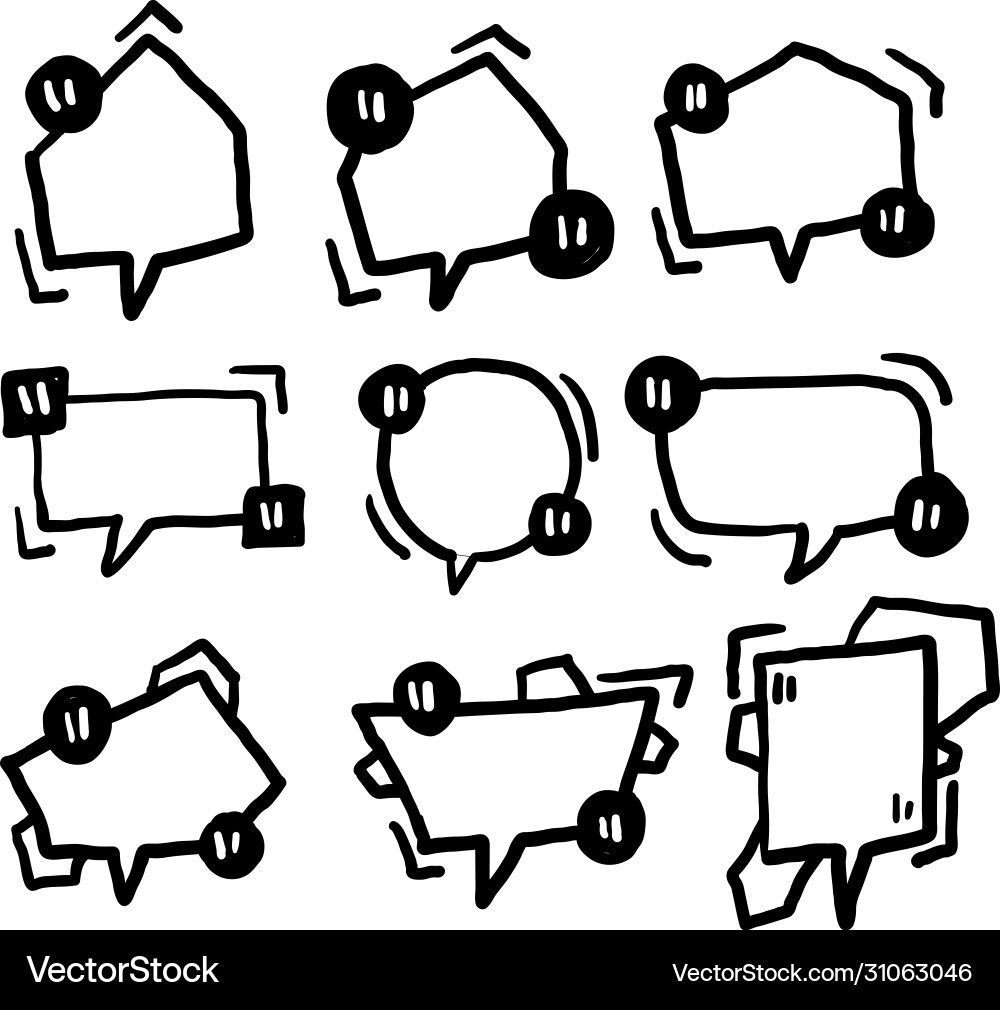 Hand drawn quotes icons quote marks comma speech Vector Image