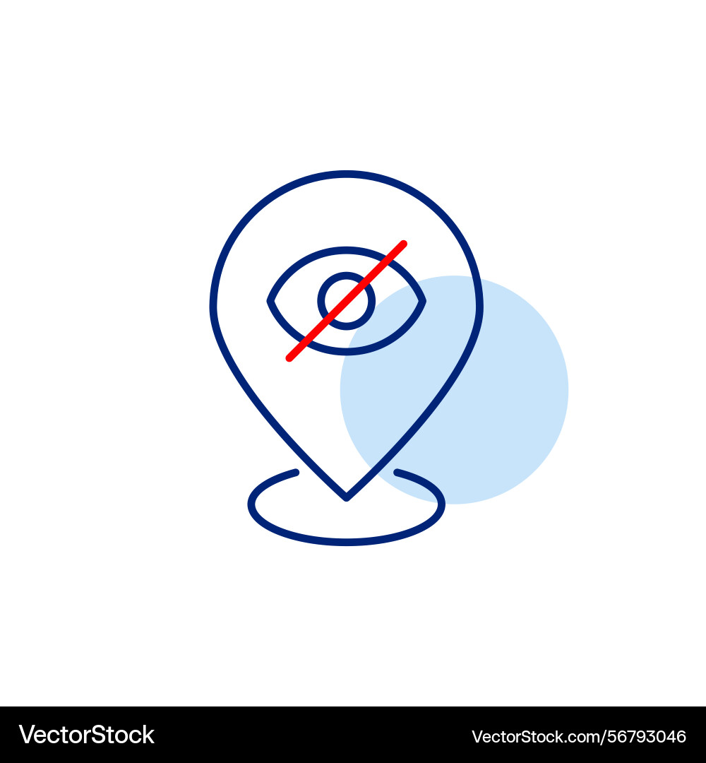 Icon of crossed-out eye on map pointer Vector Image
