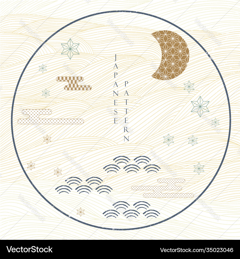 Japanese pattern with geometric background lines Vector Image