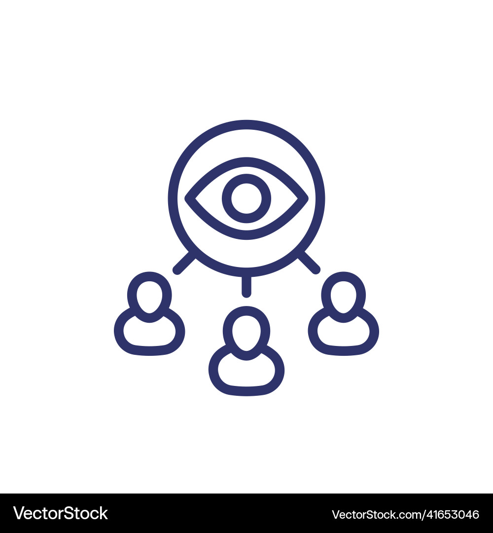 Monitoring group observers line icon vector image