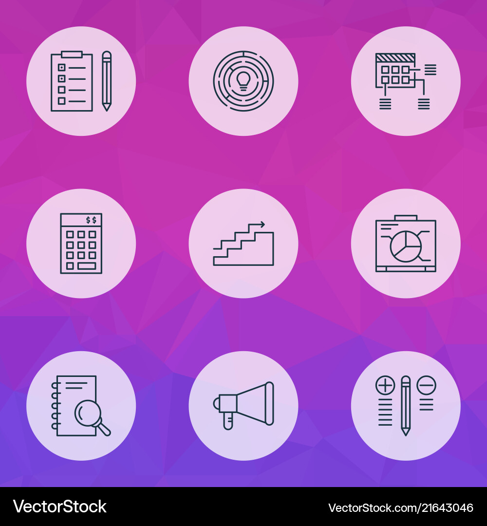 Project icons set with idea brainstorming task Project icons set with idea brainstorming task vector image