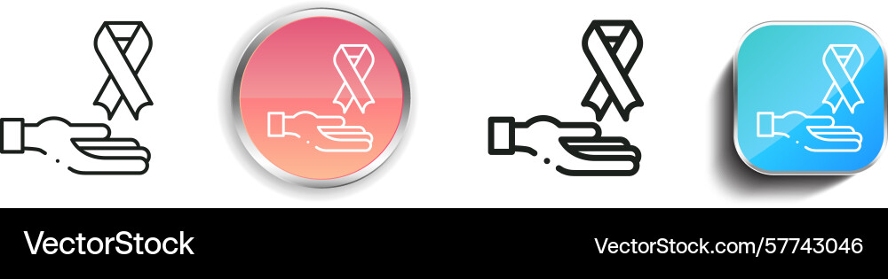 Ribbon icon thin linear regular and button style Ribbon icon thin linear regular and button style vector image