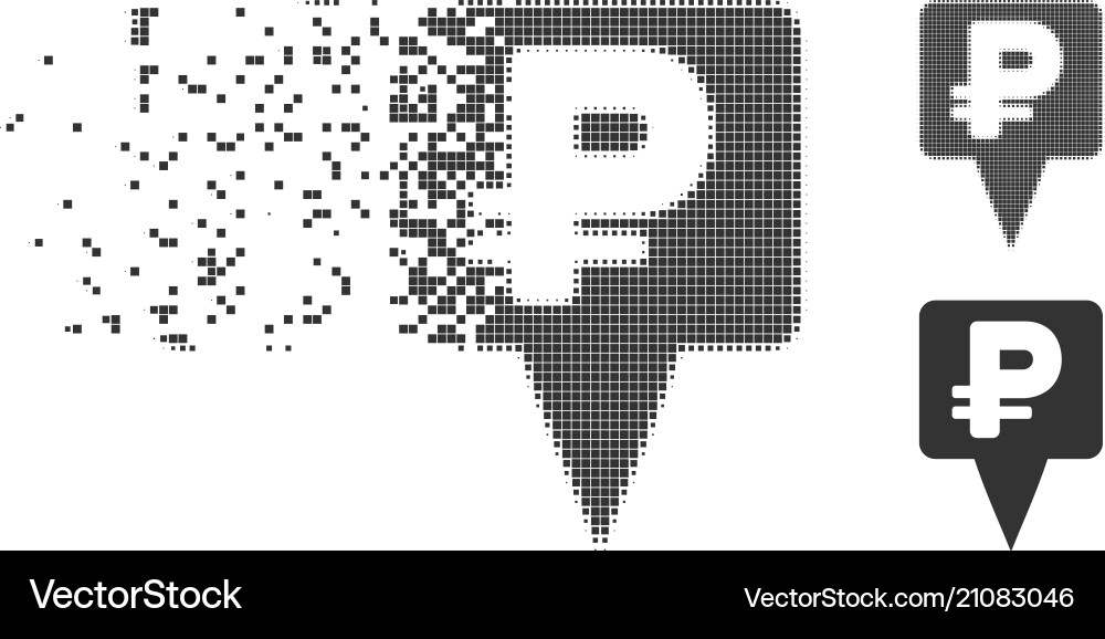 Rouble map pointer decomposed Pixel Halfton Symbol Vektorbild
