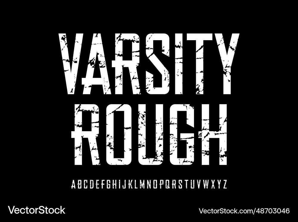 Rough Varsity Alphabet Display Font vector image