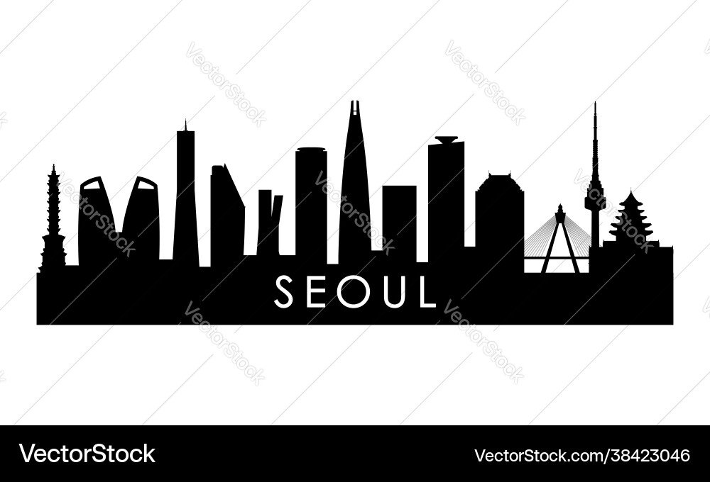 Seoul skyline silhouette black city design Seoul skyline silhouette black city design Vector Image