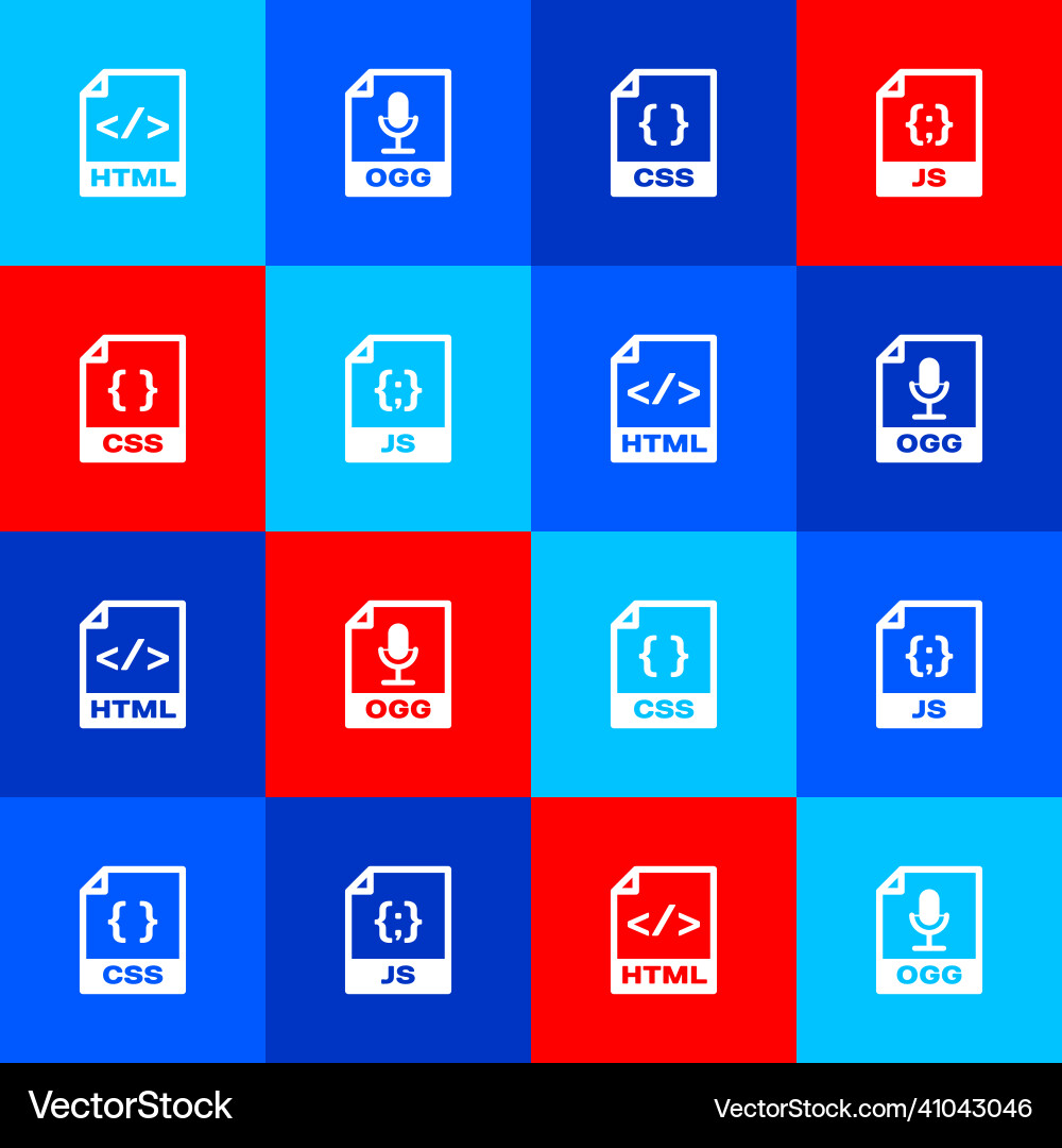 Set html file document ogg css and js icon Set html file document ogg css and js icon vector image