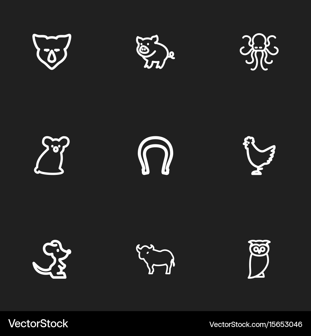 Set of 9 editable zoo icons includes symbols Vector Image