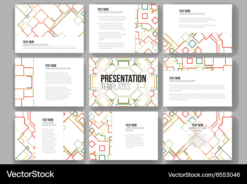 Set of 9 templates for presentation slides vector image