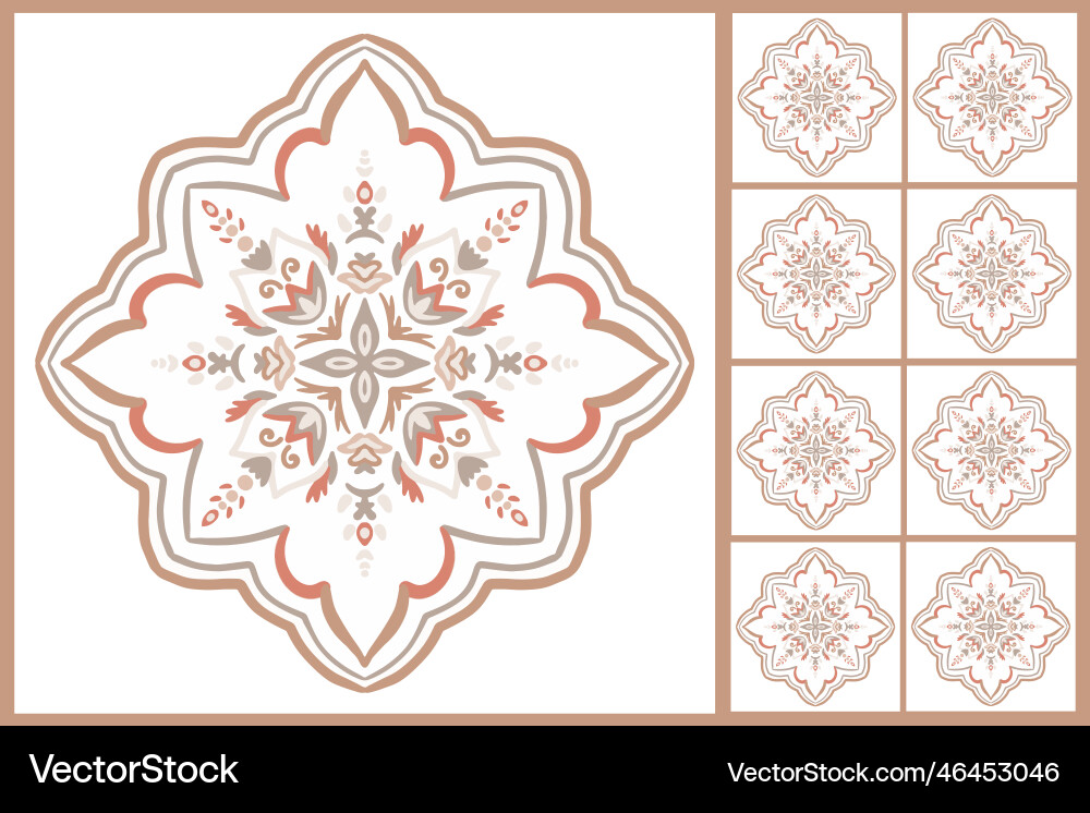 Set of patterned azulejo floor tiles abstract Vector Image