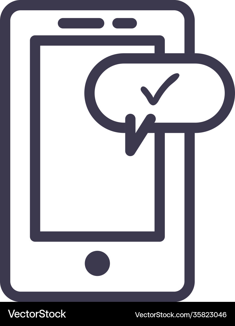 Smartphone with check mark bubble line style icon Smartphone with check mark bubble line style icon vector image