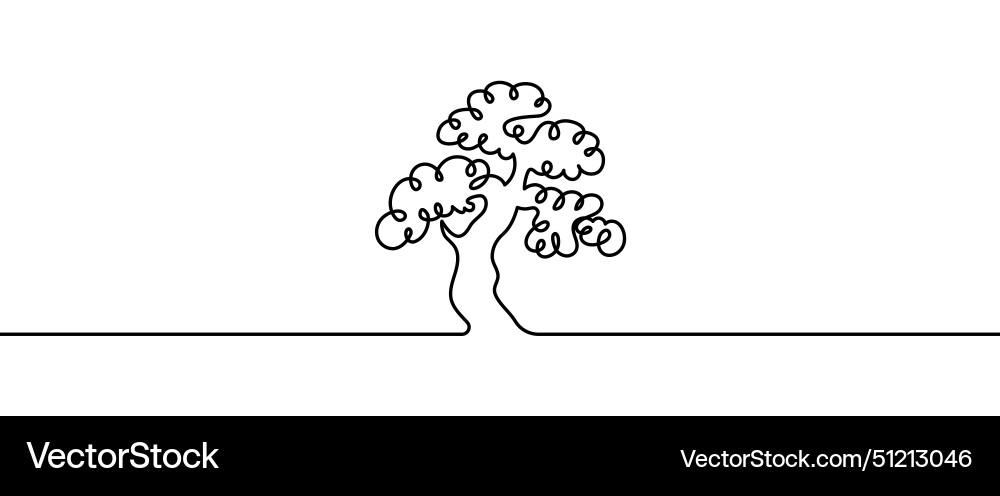 Tree shape drawing by continuos line thin Tree shape drawing by continuos line thin vector image