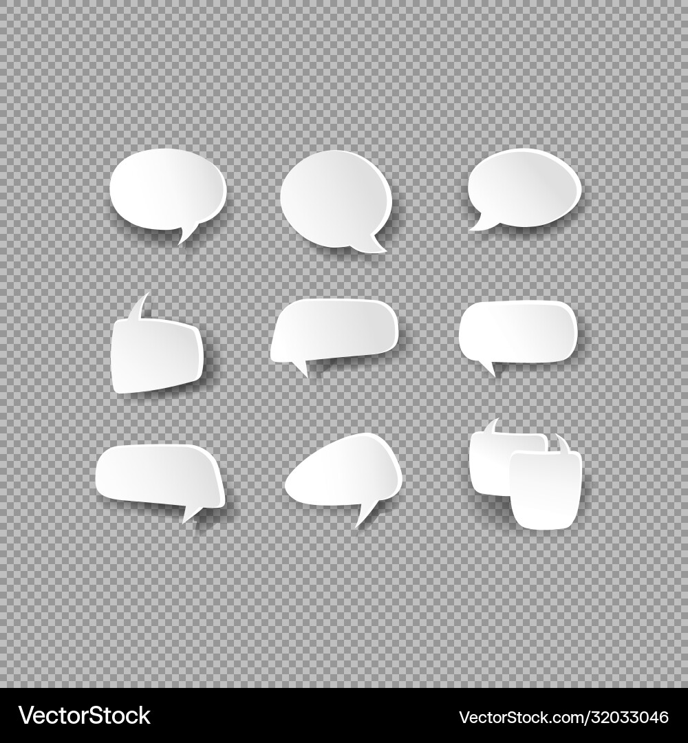 White bubble speech icon set various empty shapes White bubble speech icon set various empty shapes vector image