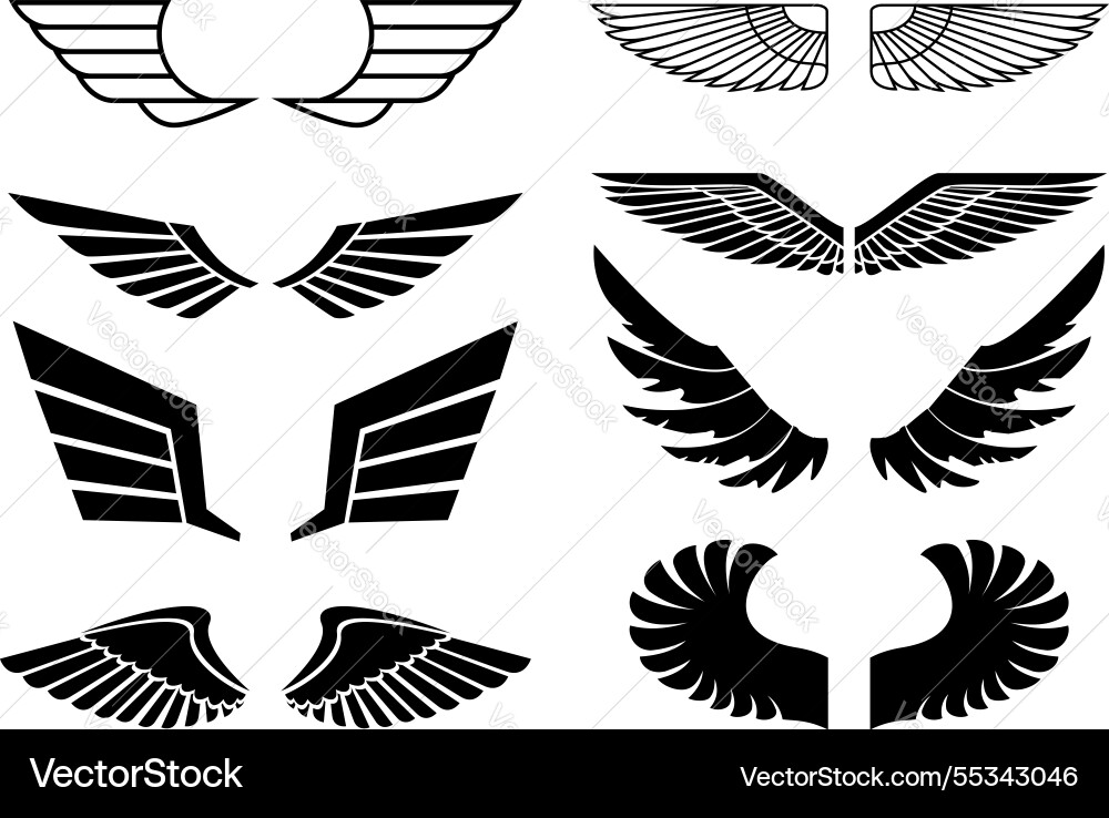 Wings set on white background heraldic Wings set on white background heraldic Vector Image