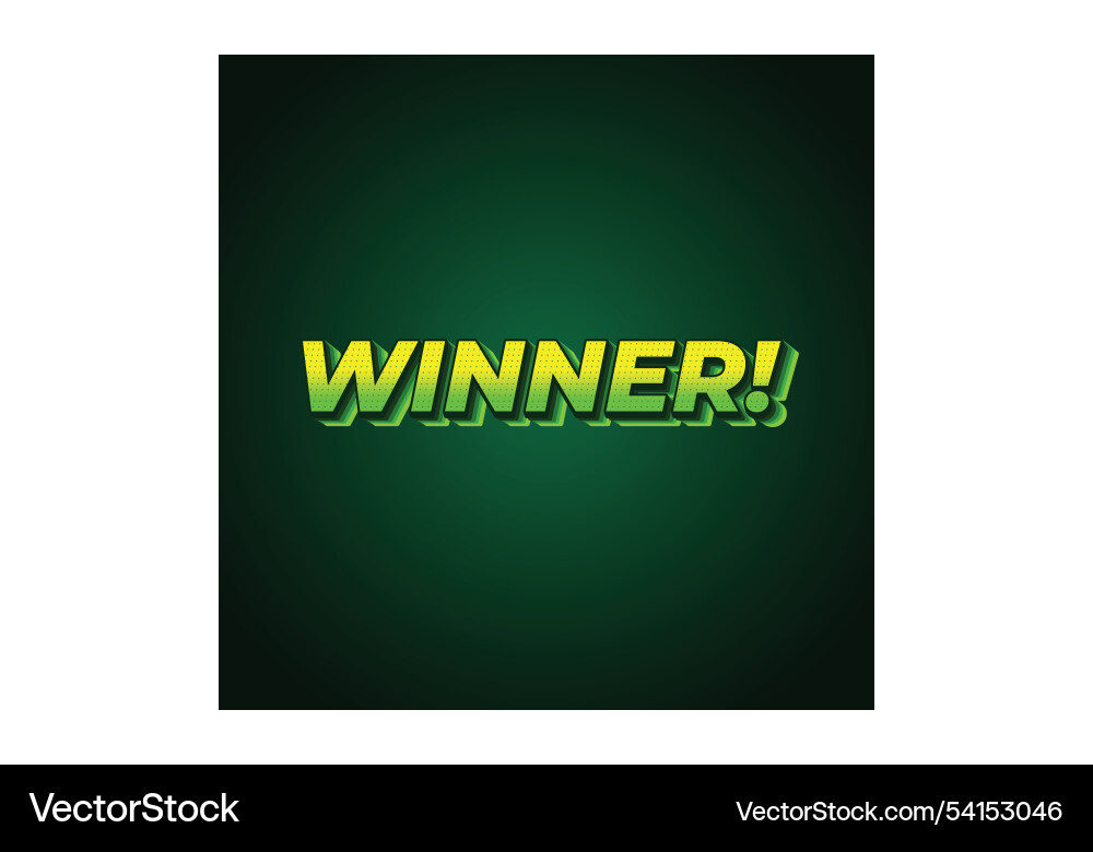 Winner text effect with modern color in 3d style Vector Image