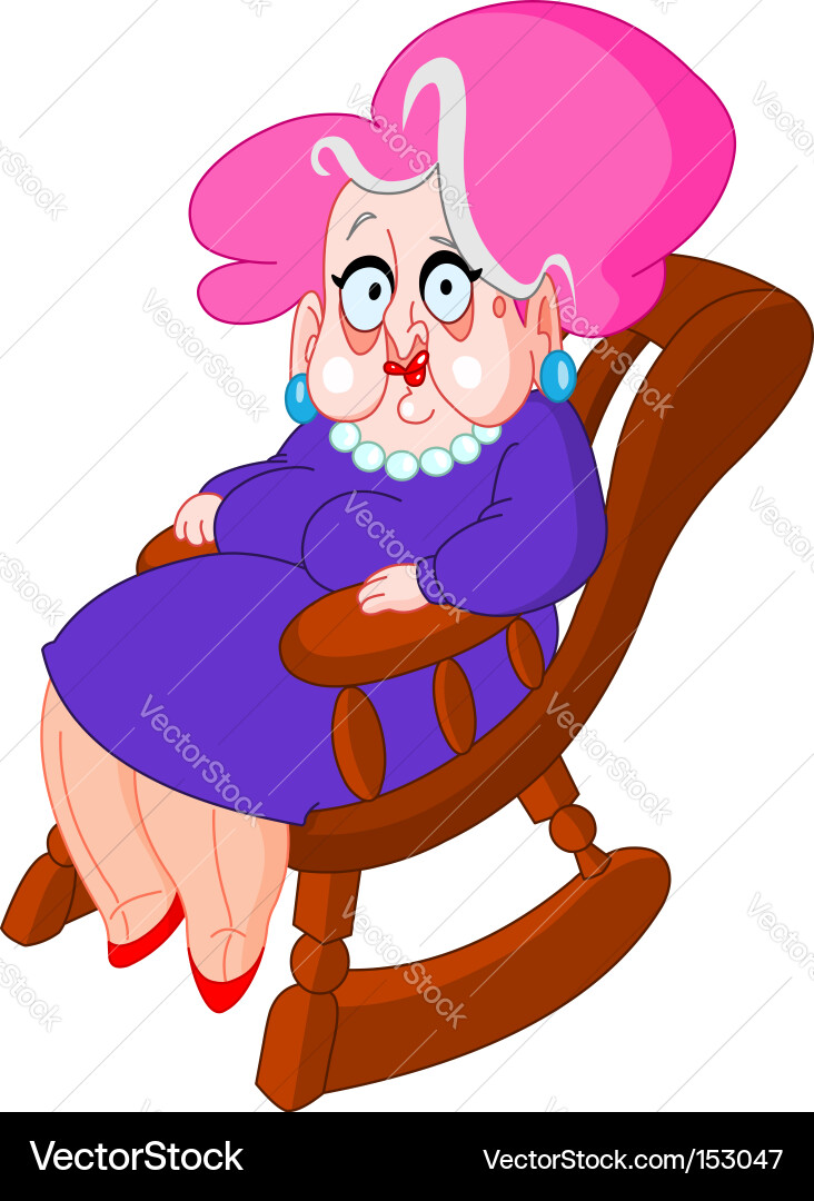 Cartoon Elderly Woman on Rocking Chair Vector Image