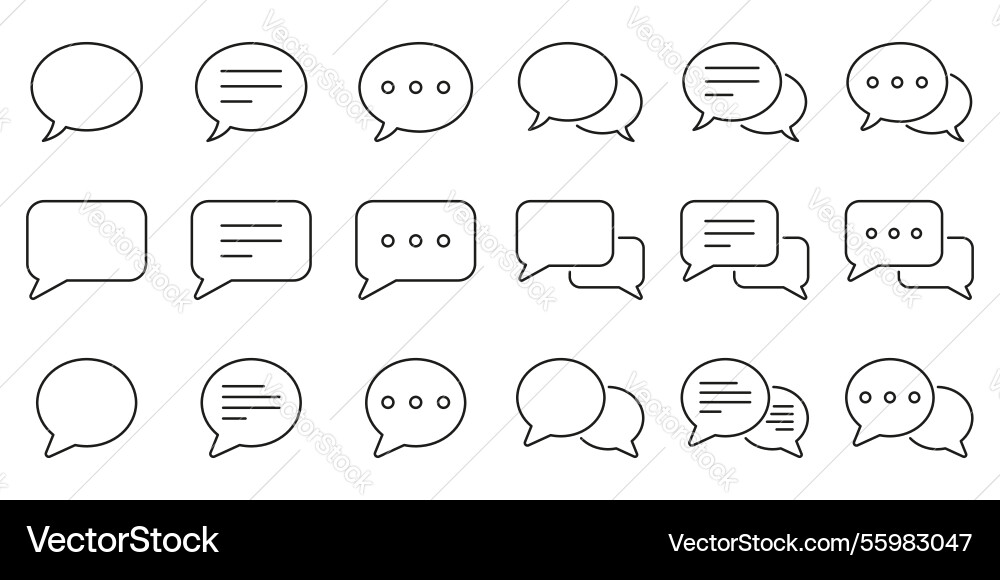 Chat message line icon set speech bubble Chat message line icon set speech bubble vector image