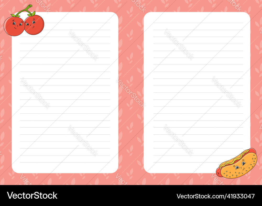 Colored sheet template for notes paper page Colored sheet template for notes paper page vector image
