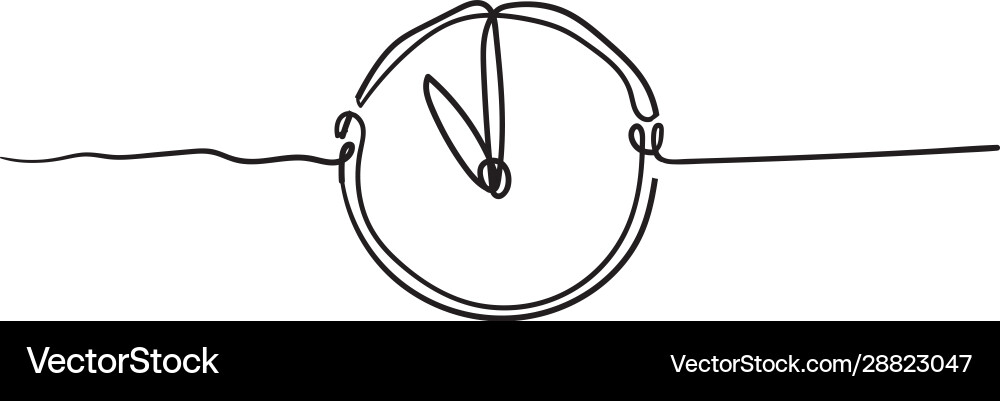 Continuous one line drawing clock icon Continuous one line drawing clock icon vector image