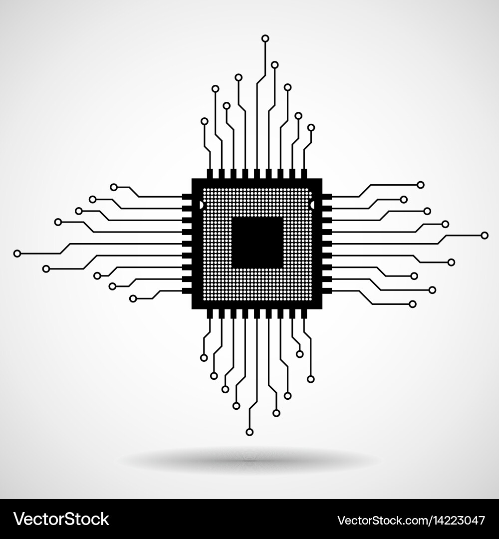 Cpu microprocessor microchip circuit board vector image