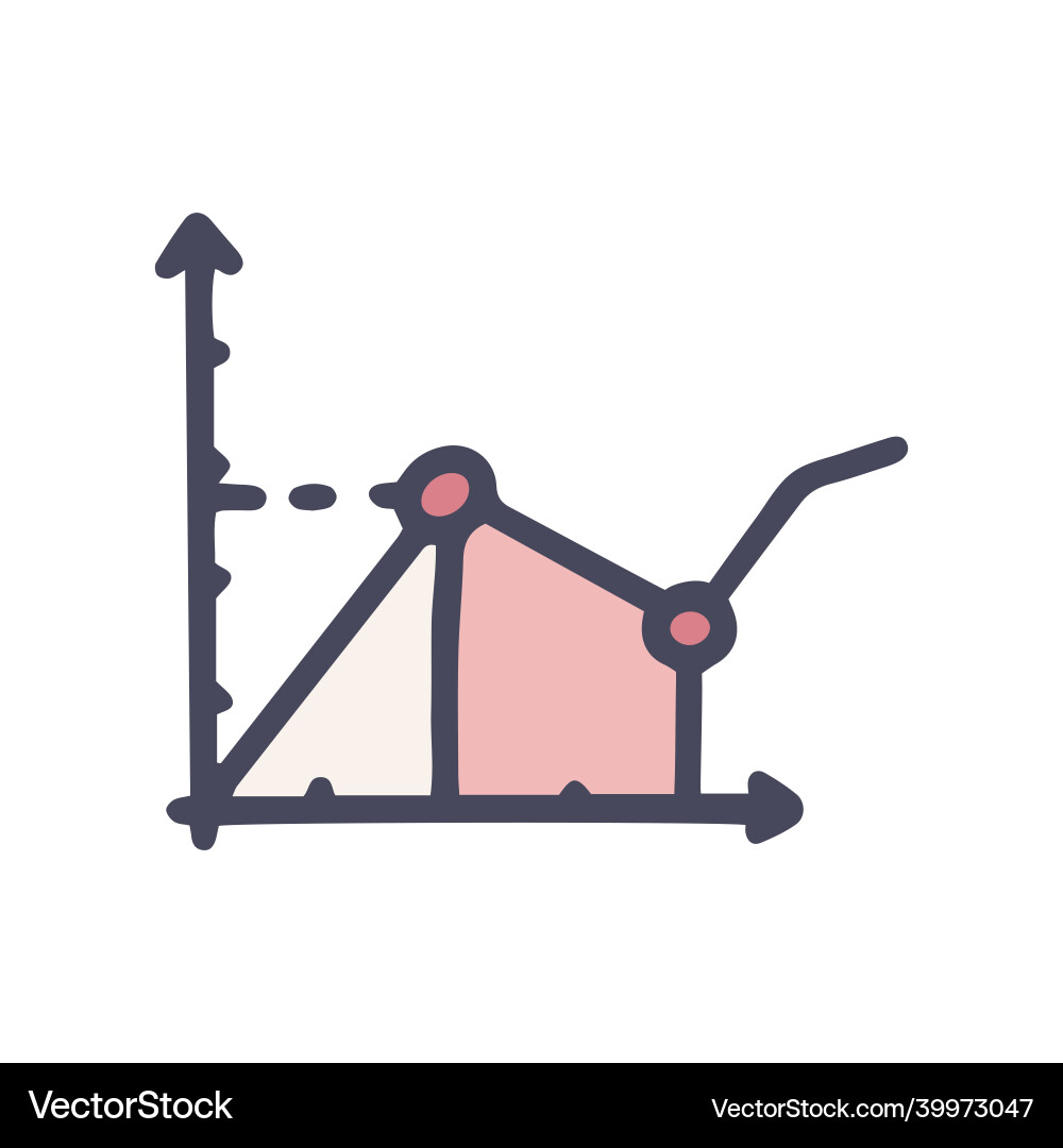 Descending line graph color doodle simple Descending line graph color doodle simple vector image