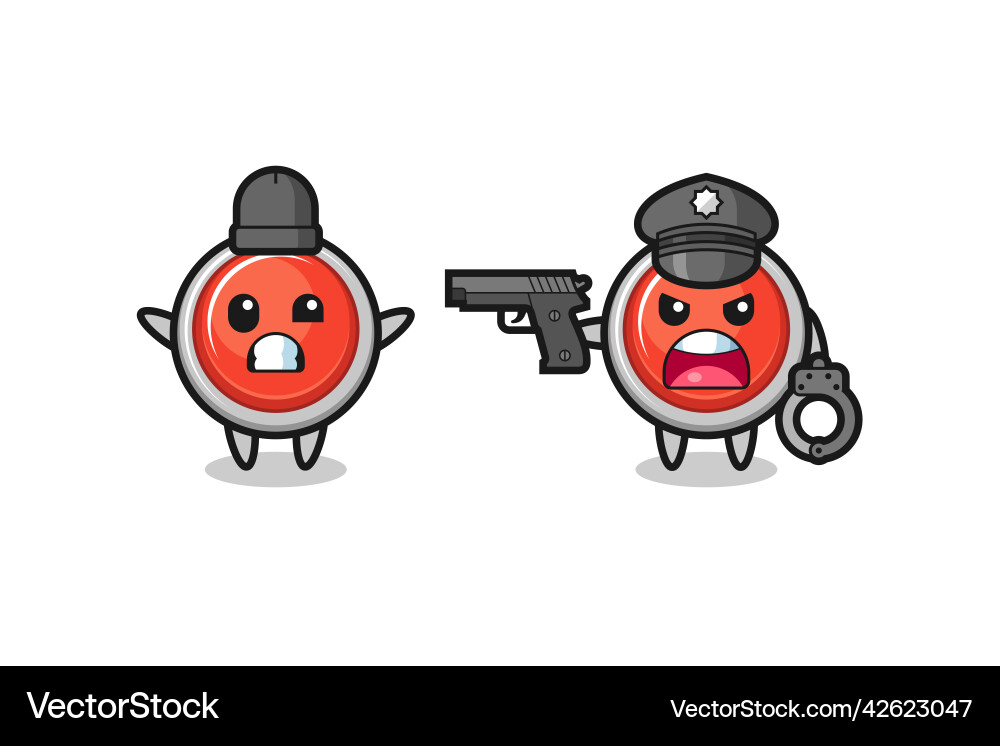 Emergency panic button robber with hands up pose Vector Image