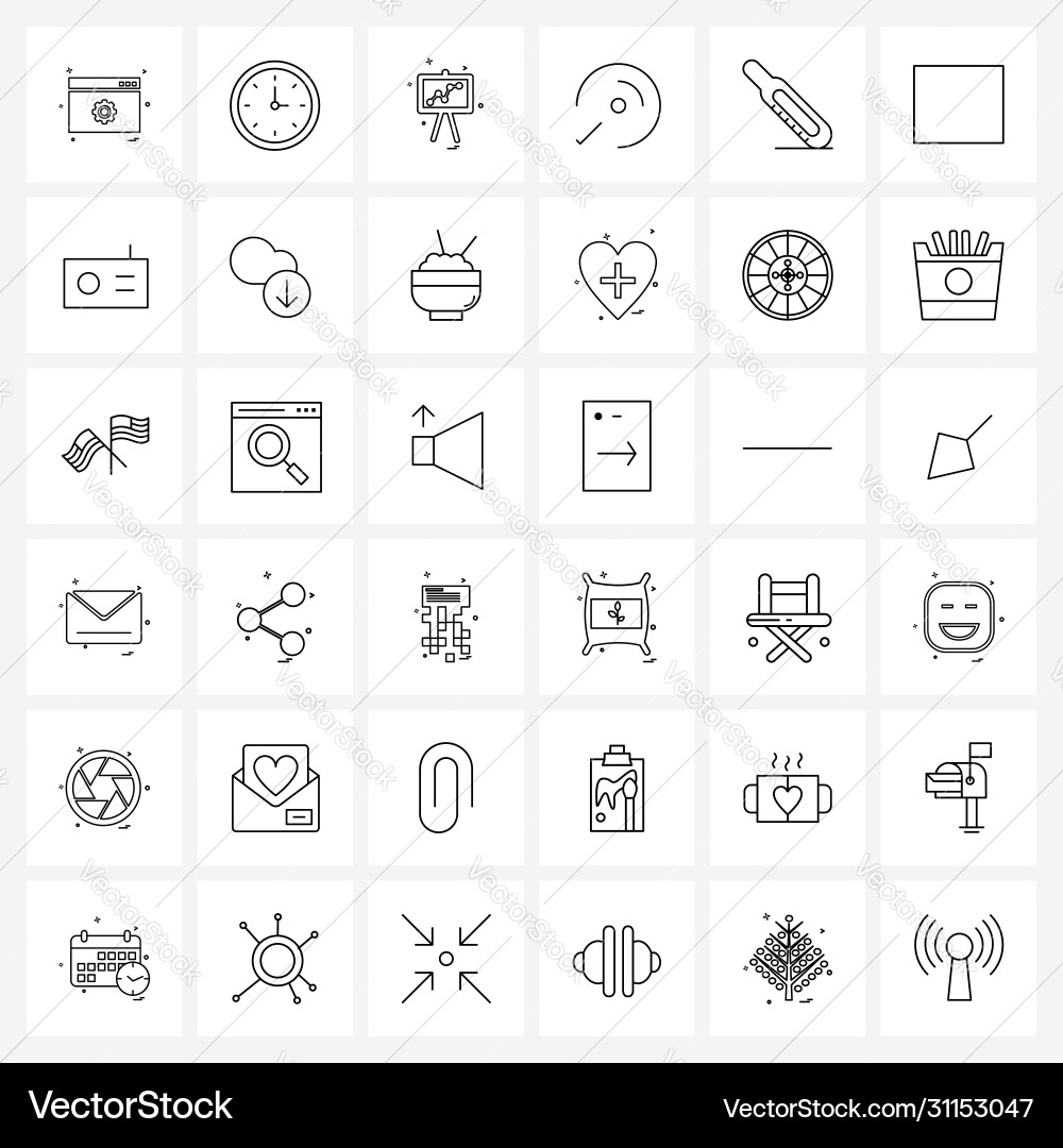 Modern style set 36 line pictograph grid based Vector Image