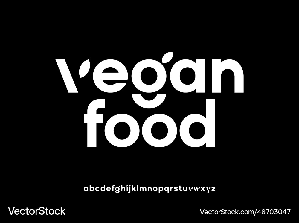 Modern Vegan Food Font - Alphabet Style Vector Image