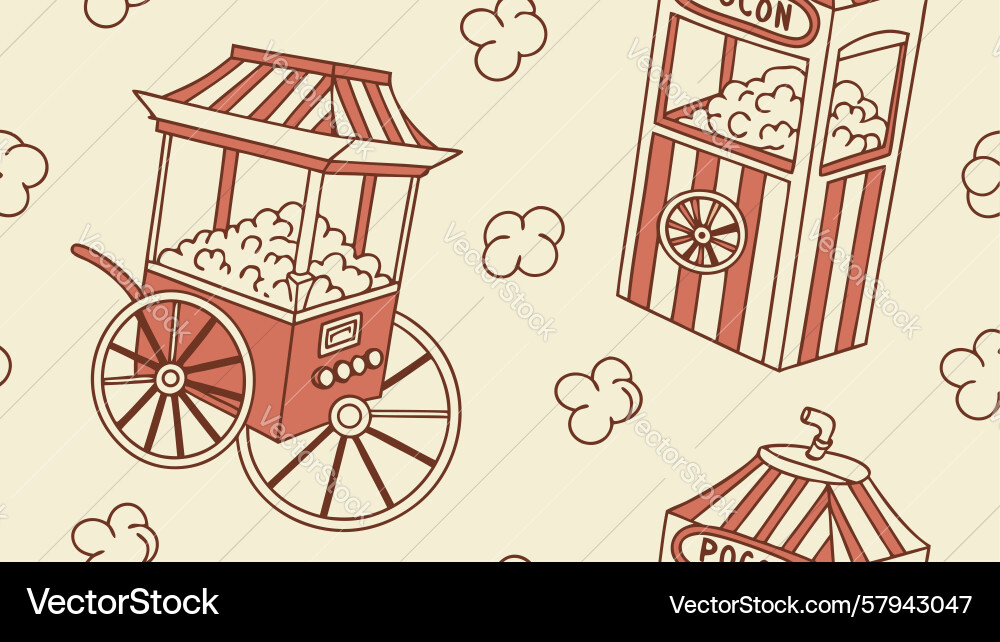 Retro Popcorn Cart Pattern Vector Image