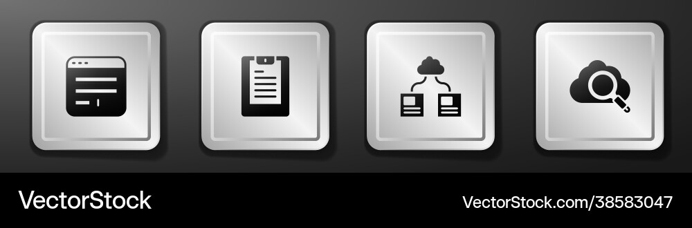 Set browser window server data report cloud Vector Image