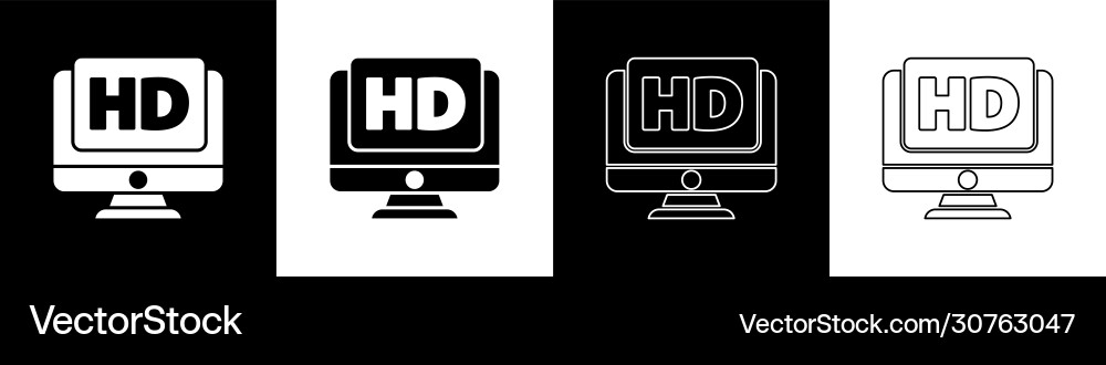 Set computer pc monitor display with hd video Set computer pc monitor display with hd video Vector Image