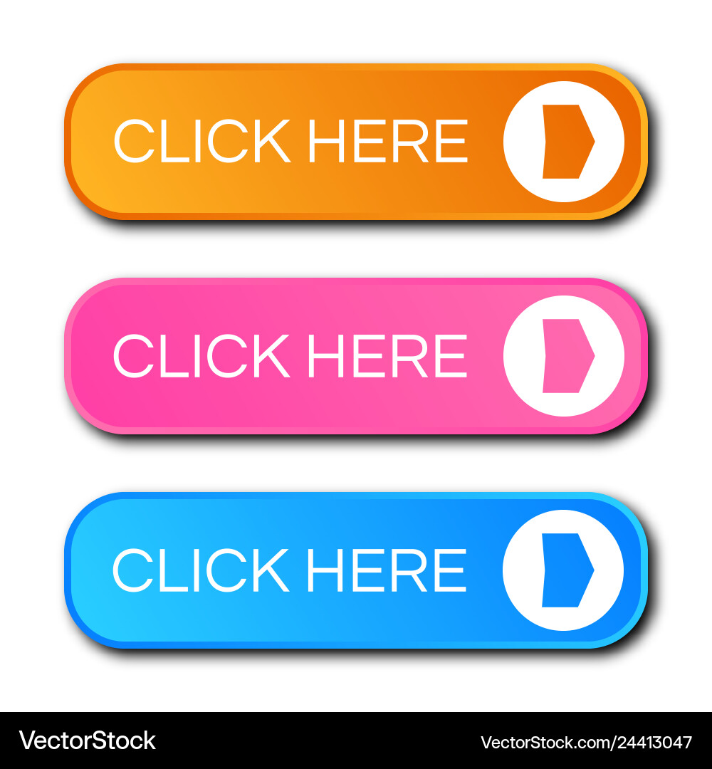 Set of three modern gradient buttons with shadows vector image