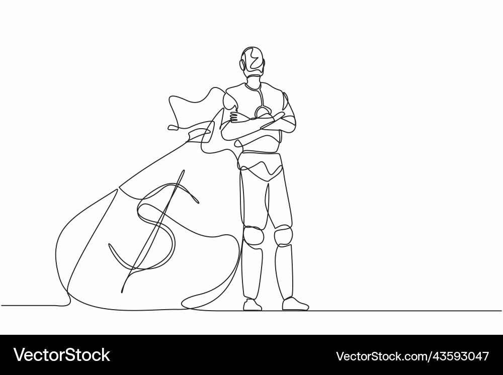 Single continuous line drawing robots lean Single continuous line drawing robots lean Vector Image
