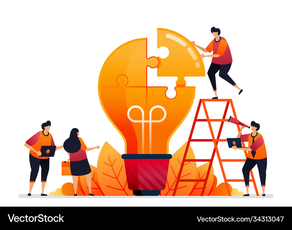 Solve problems and find solutions with teamwork Vector Image