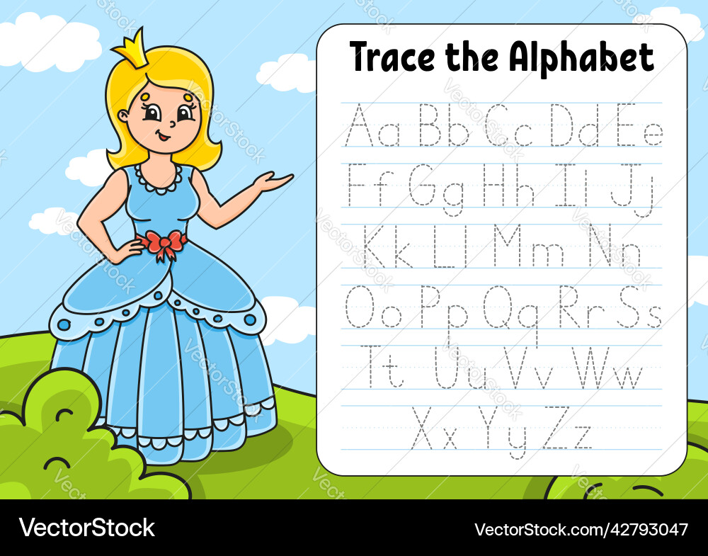 Writing letters tracing page practice sheet Vector Image