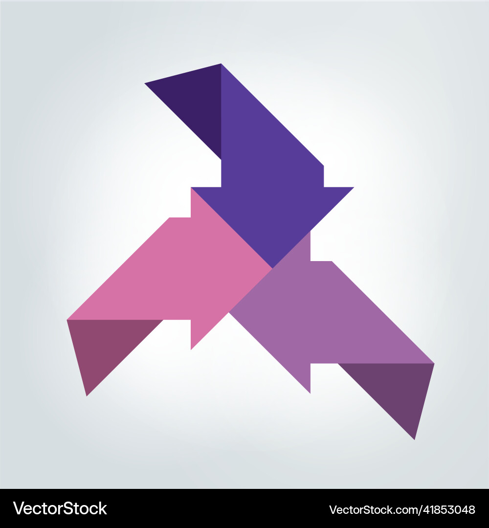 3 arrows connected by the midlde edge scheme vector image